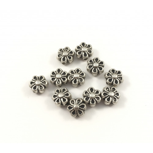 Flower metal antique silver bead*